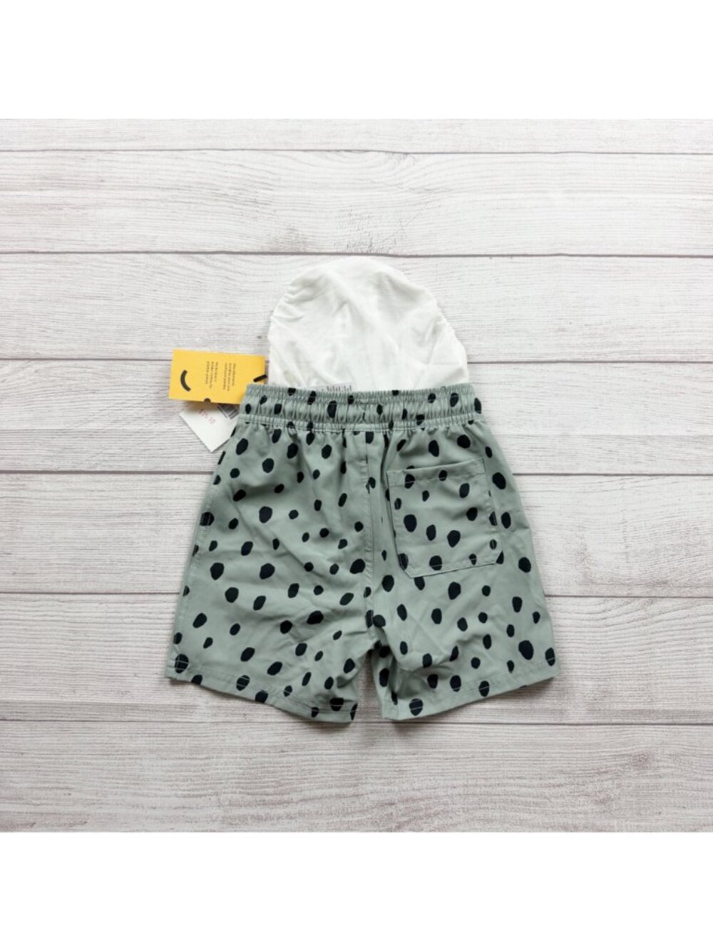 Miles The Label Kids Swim Shorts Green Black Dot Drawstring Elastic NWT 4 - Picture 3 of 3